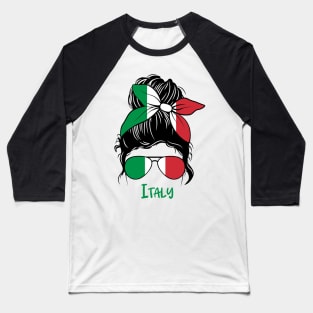 Italian  Girl, Italian  girlfriend, Italy Messy bun, Italia Baseball T-Shirt